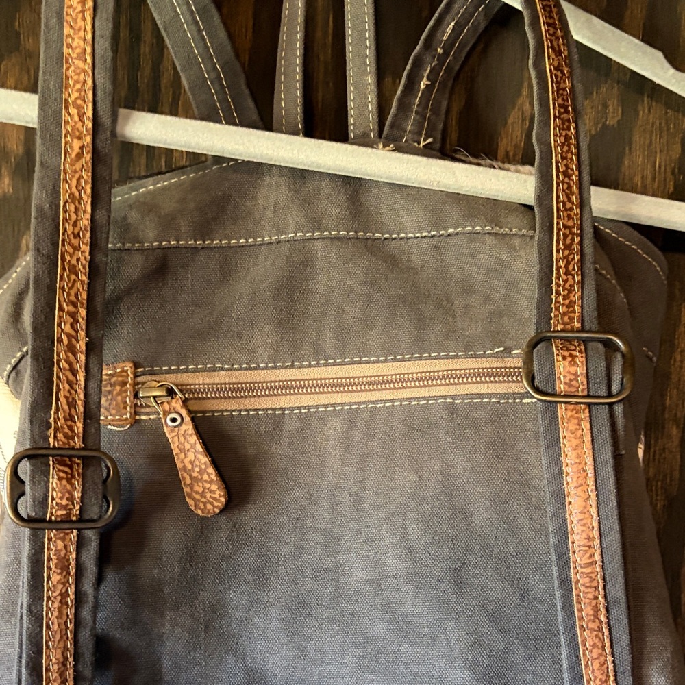 Myra Bag Brown and Cream Backpack - Picture 5 of 12